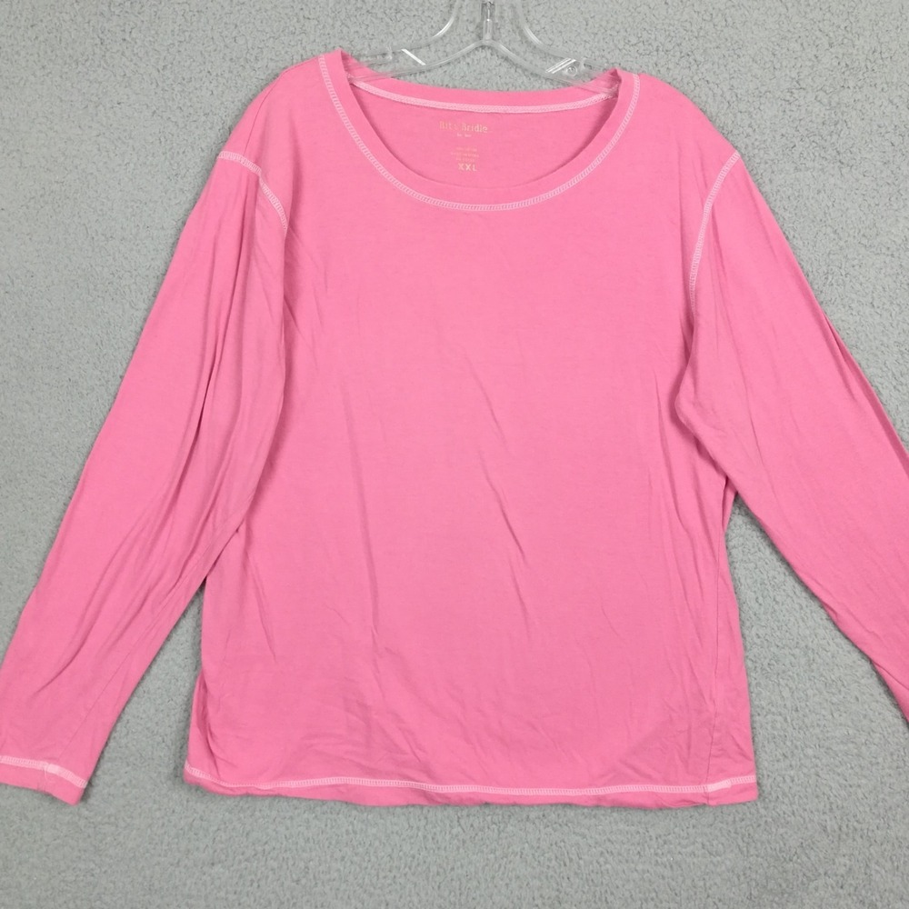 Bit & Bridle Womens Top Long Sleeve Tee Pink Cotton Knit T-shirt Pullover XXL